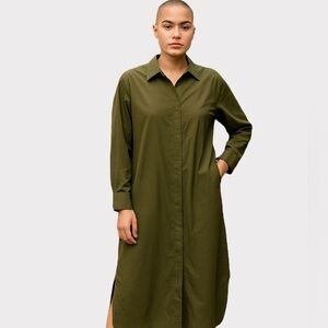Forever 21 Olive Button Down Shirt Dress